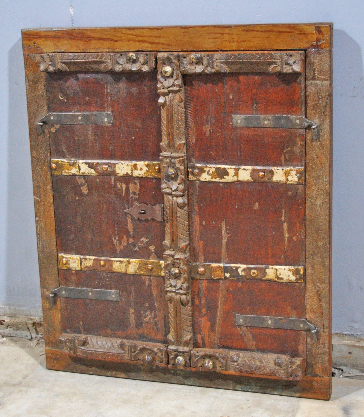 Antique Wooden Wall Decor Window Panel Frame Original Old Hand Crafted