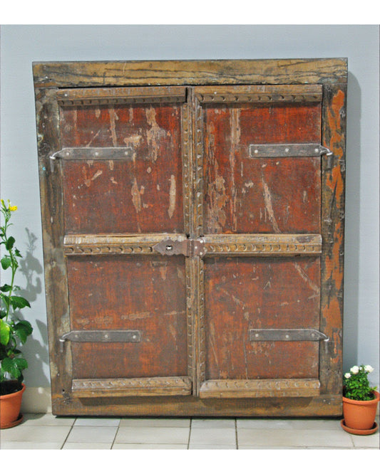 Antique Wooden Wall Decor Window Panel Frame Original Old Hand Crafted