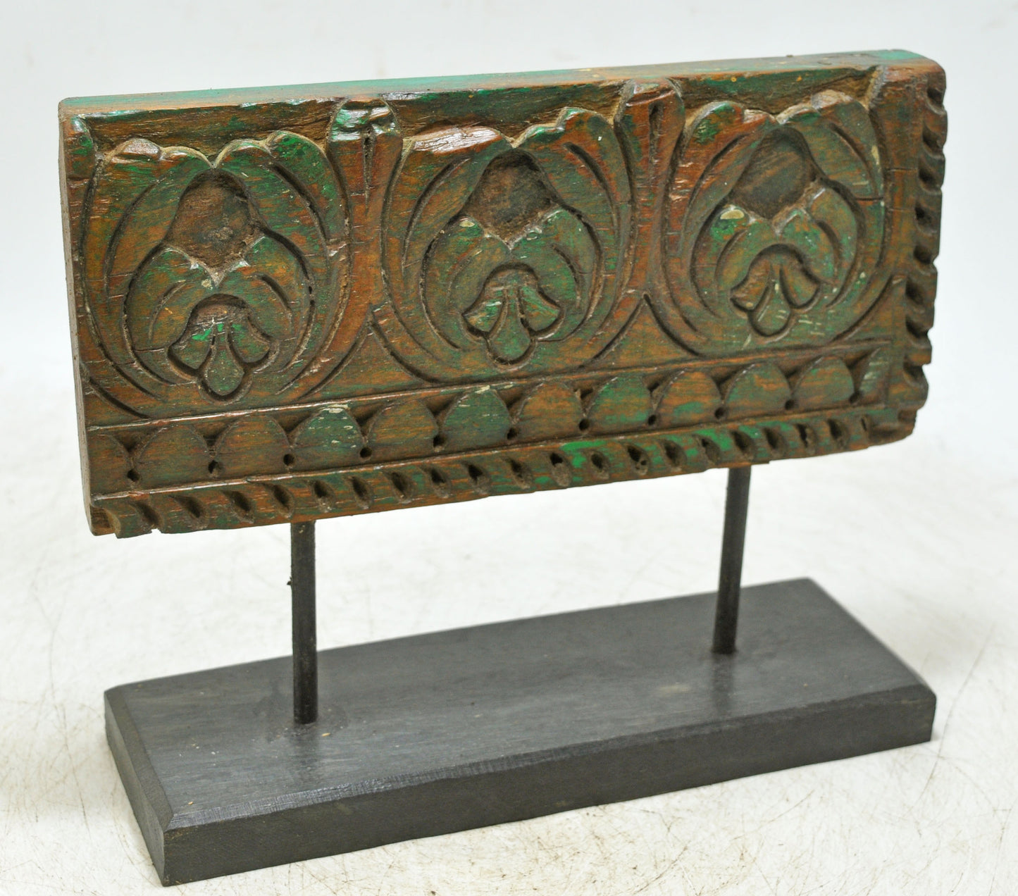 Antique Wooden Floral Carving Panel Plaque on Stand Original Old Fine Hand Carved
