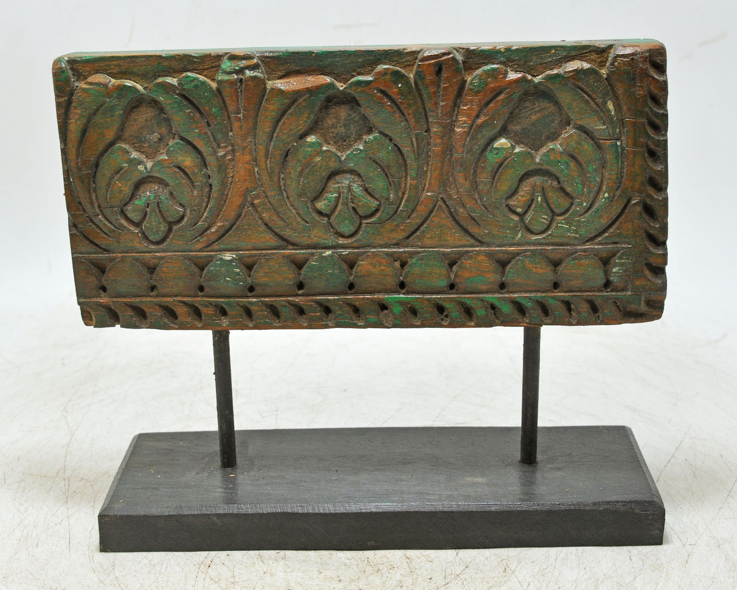 Antique Wooden Floral Carving Panel Plaque on Stand Original Old Fine Hand Carved