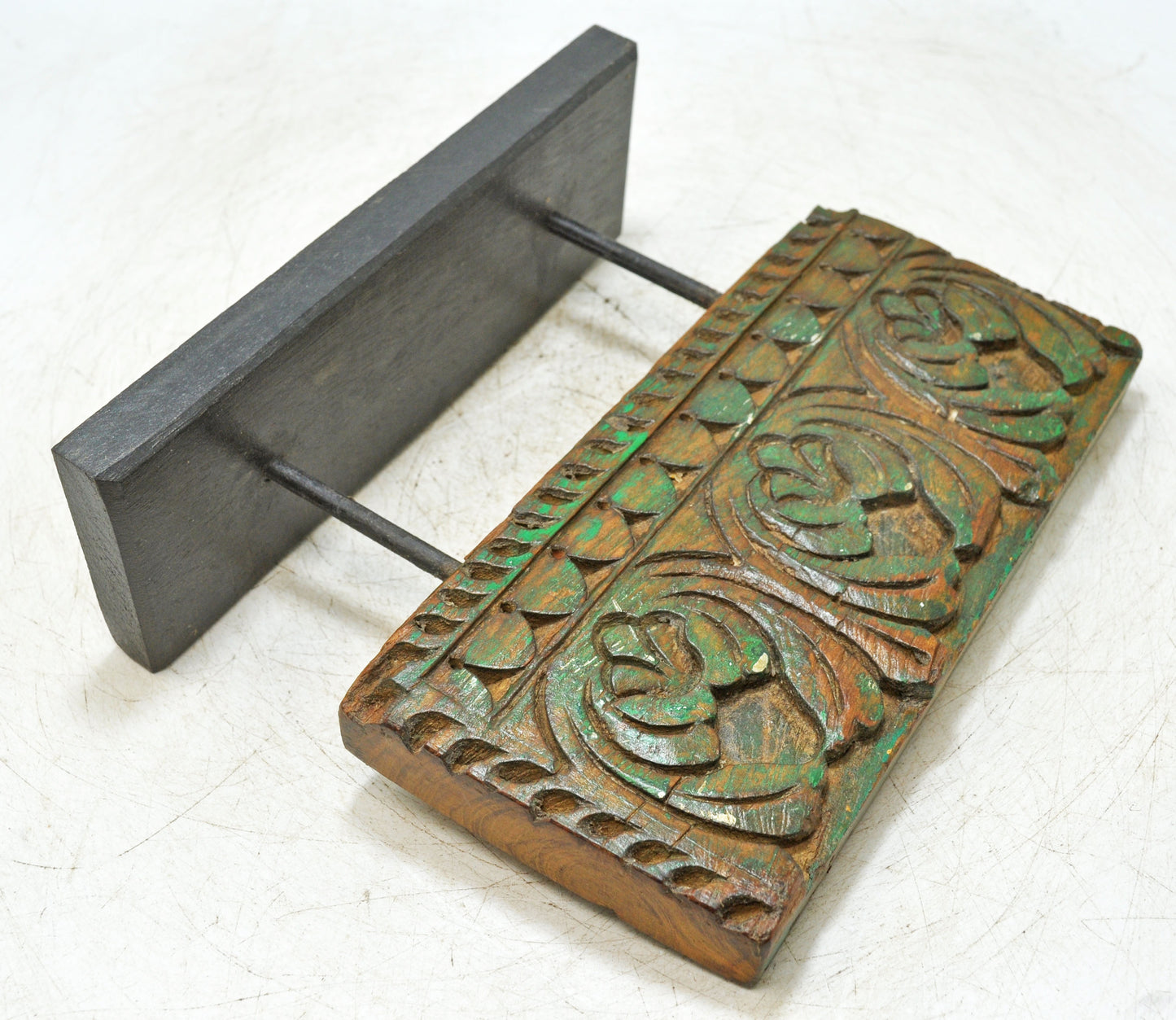 Antique Wooden Floral Carving Panel Plaque on Stand Original Old Fine Hand Carved