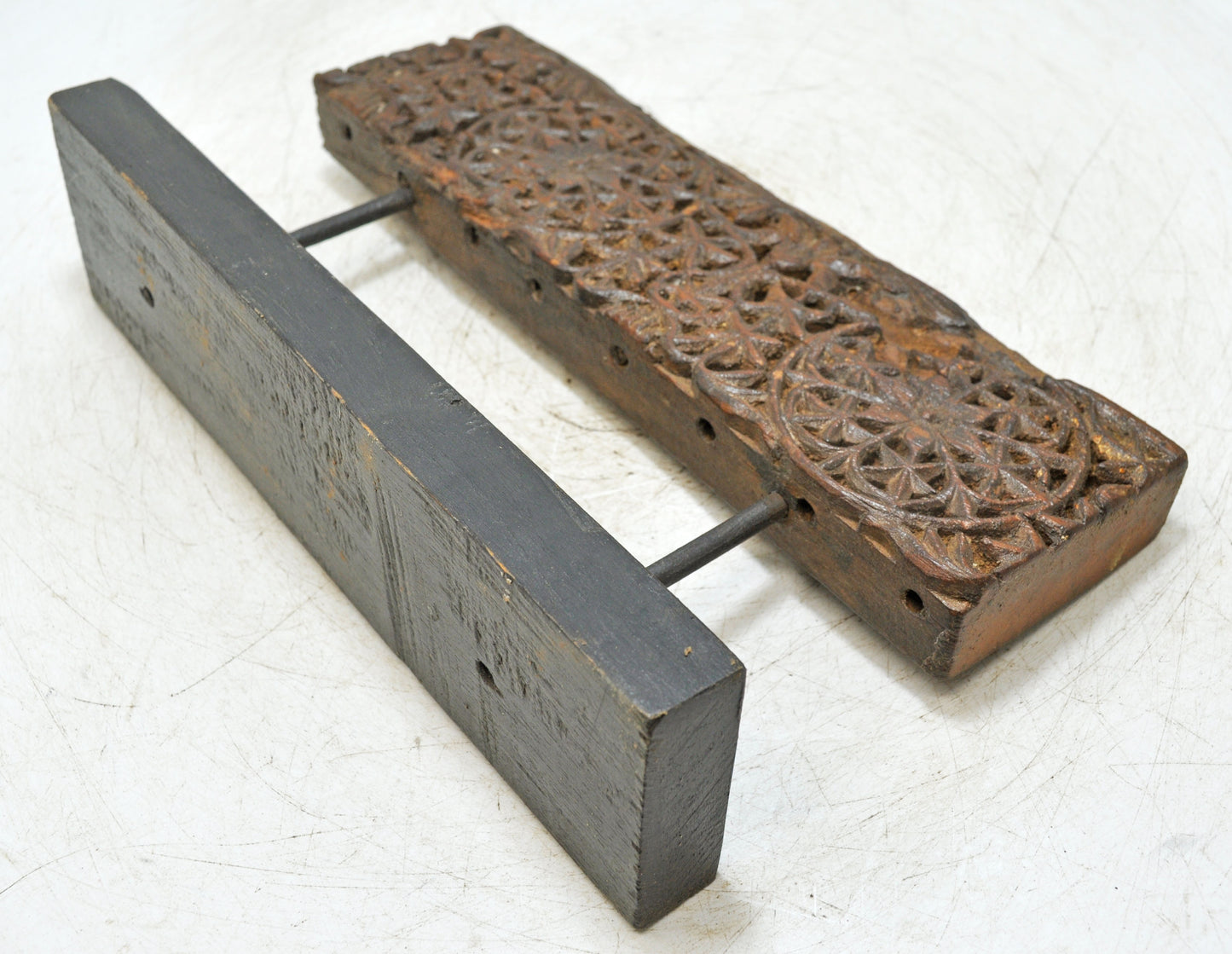 Antique Wooden Floral Carving Panel Plaque on Stand Original Old Fine Hand Carved