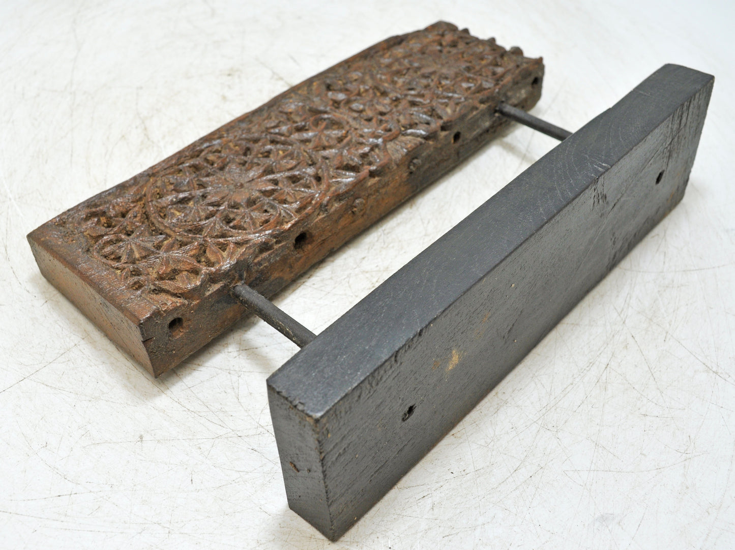 Antique Wooden Floral Carving Panel Plaque on Stand Original Old Fine Hand Carved