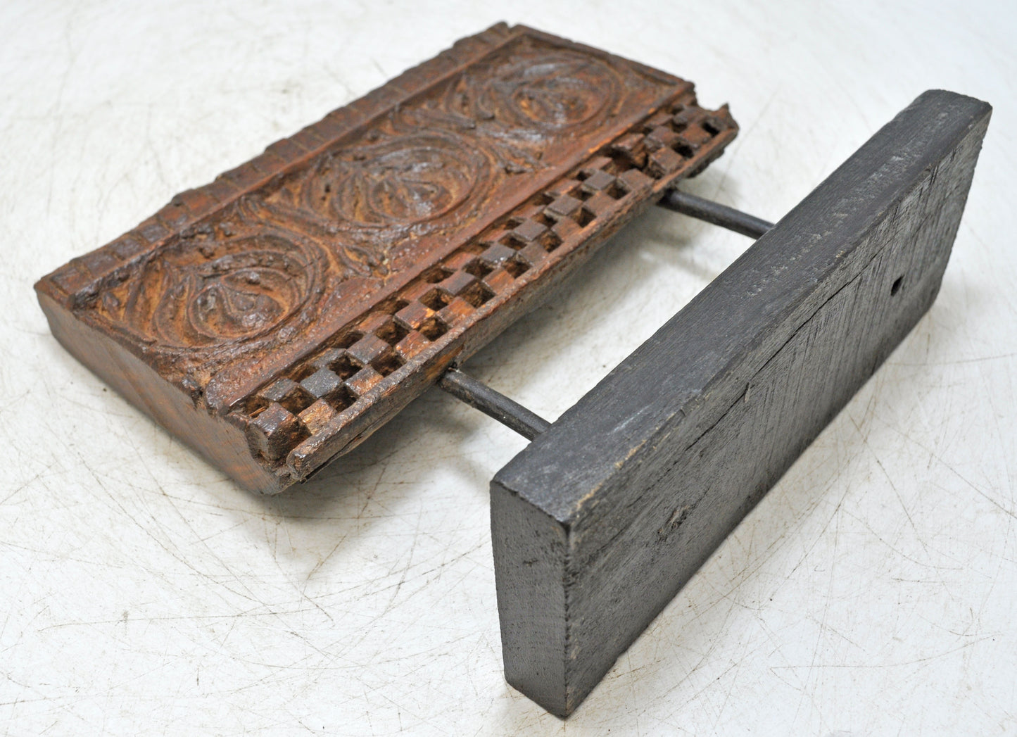 Antique Wooden Floral Carving Panel Plaque on Stand Original Old Fine Hand Carved