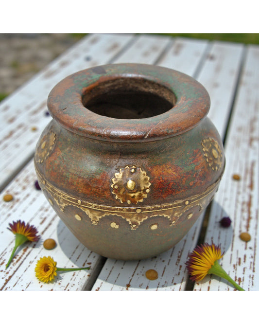 Vintage Wooden Round Water Drinking Lota Pot Original Old Hand Carved