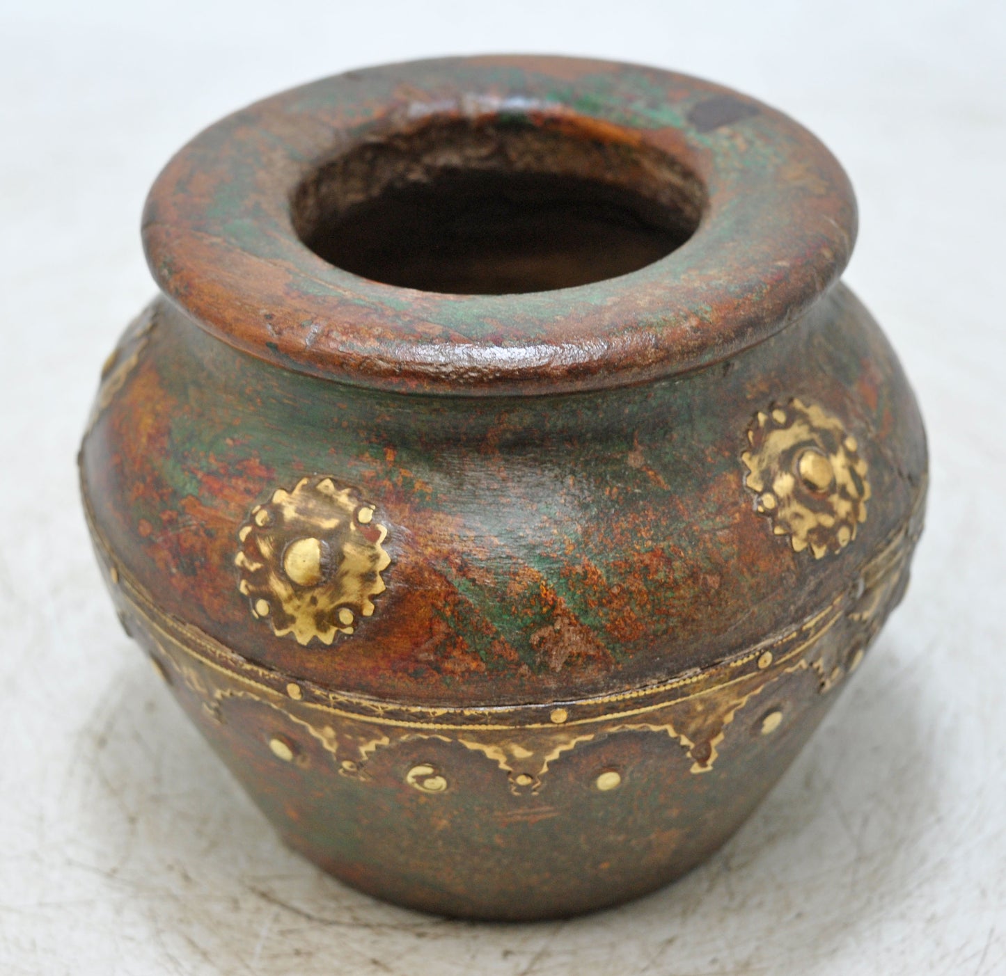 Vintage Wooden Round Water Drinking Lota Pot Original Old Hand Carved