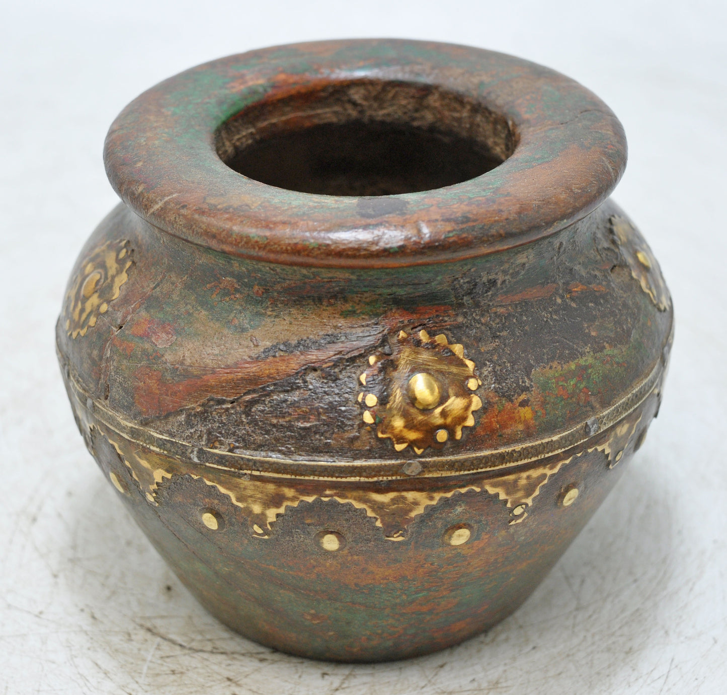 Vintage Wooden Round Water Drinking Lota Pot Original Old Hand Carved