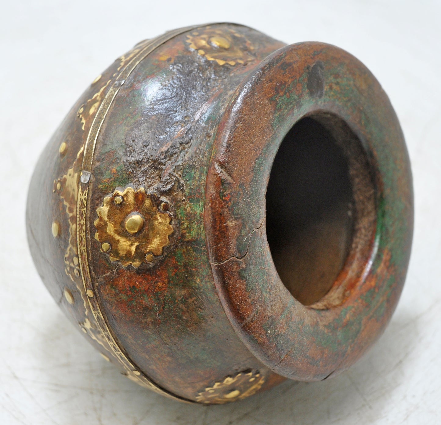 Vintage Wooden Round Water Drinking Lota Pot Original Old Hand Carved