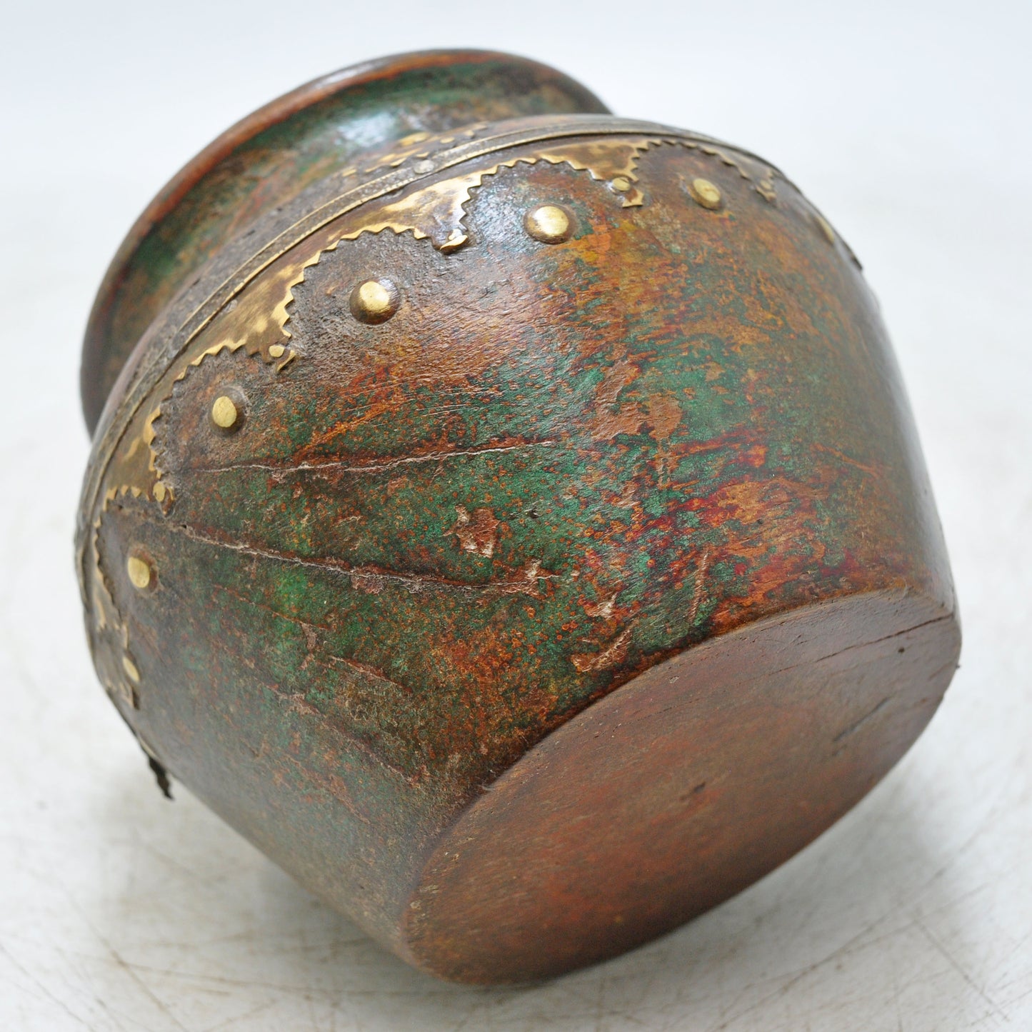 Vintage Wooden Round Water Drinking Lota Pot Original Old Hand Carved