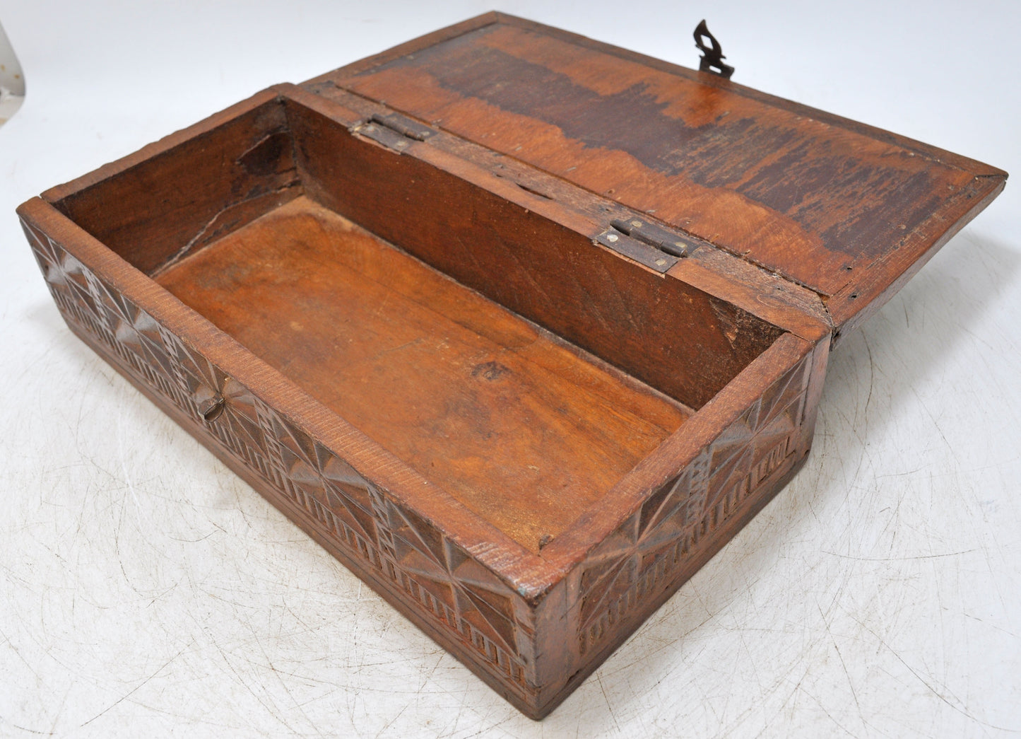 Antique Wooden Storage Chest Box Original Old Hand Carved