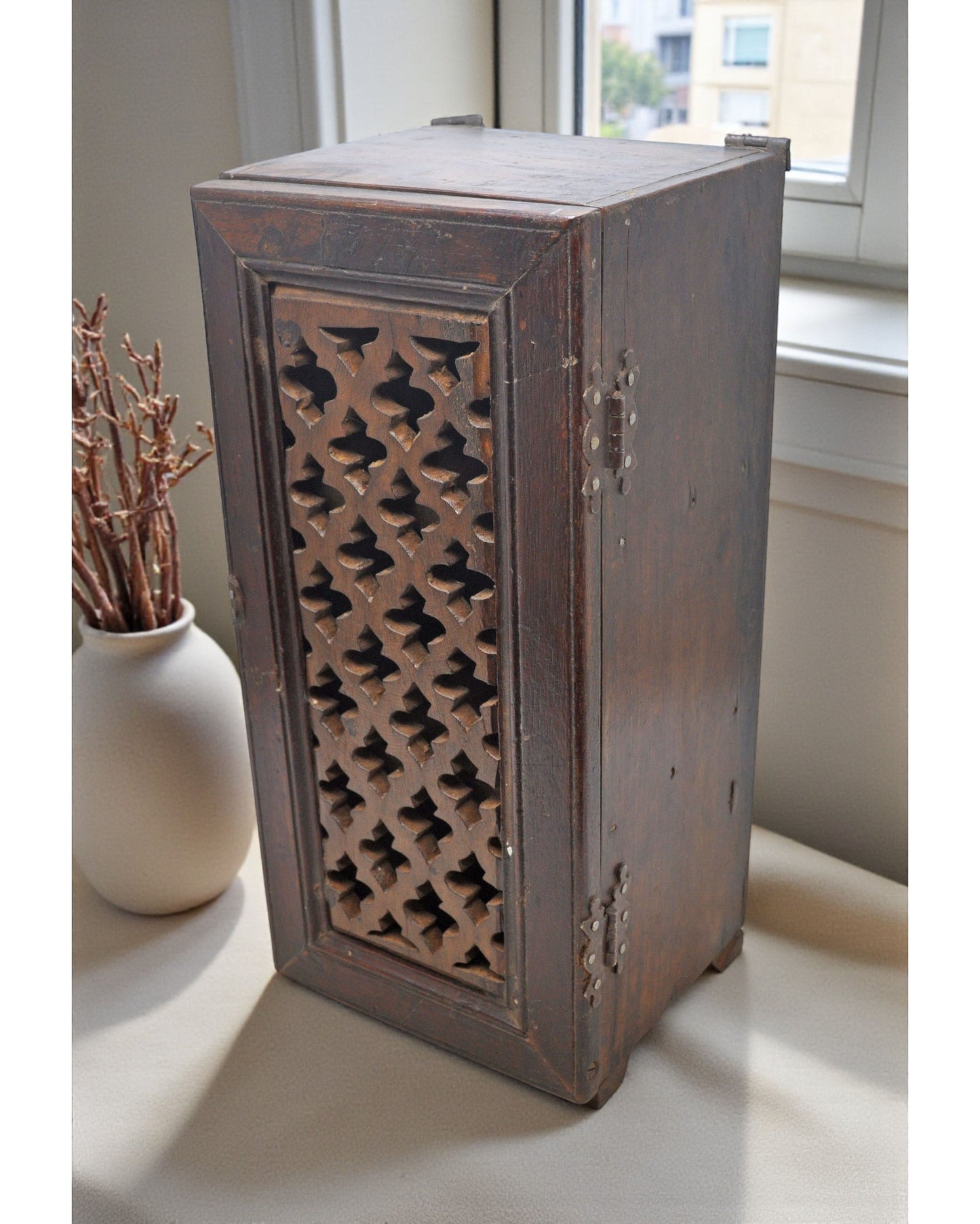 Antique Wooden Wall Décor Small Storage Cabinet Box Original Old Hand Crafted