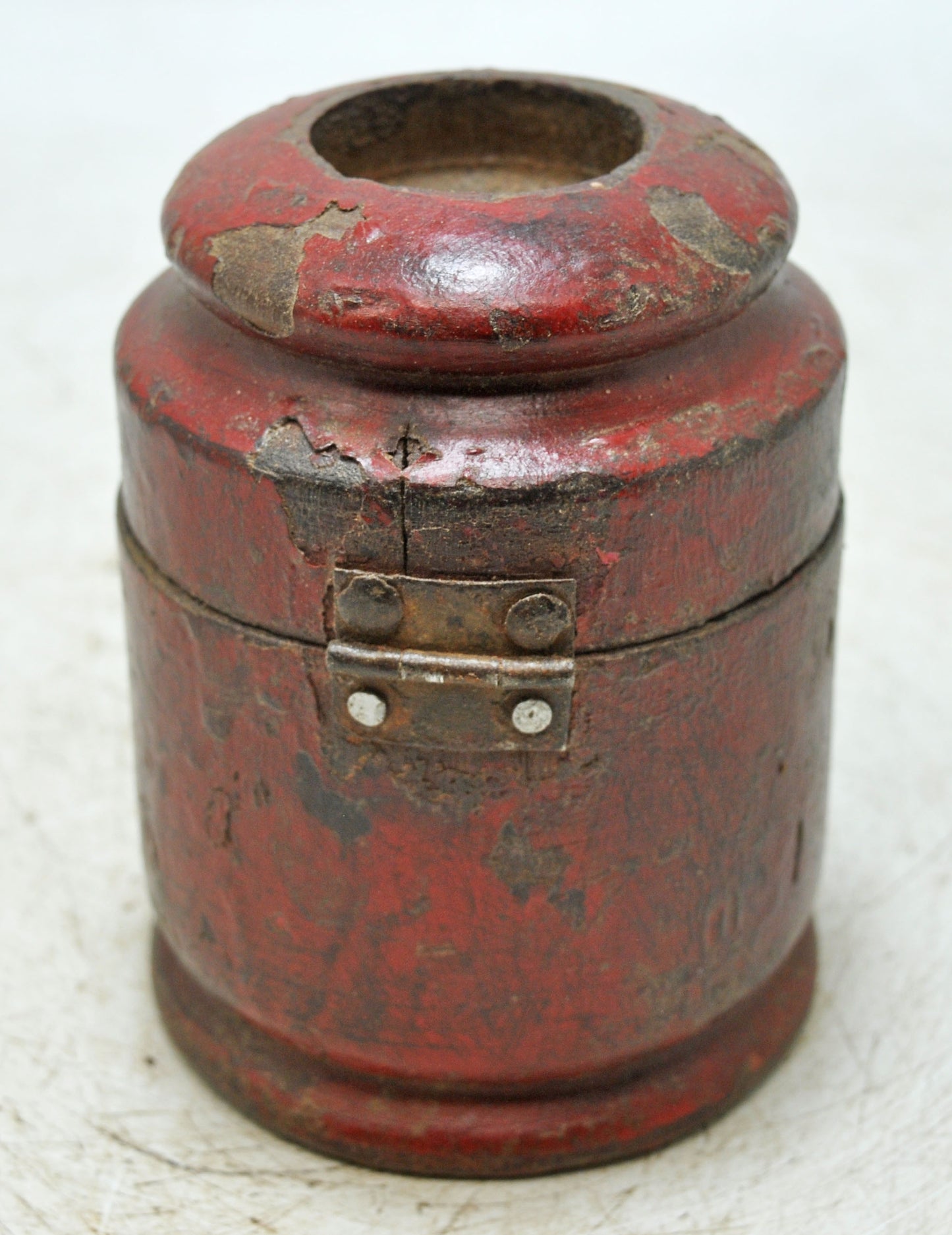 Antique Wooden Kum Kum Powder Tika Box Original Old Lacquer Painted