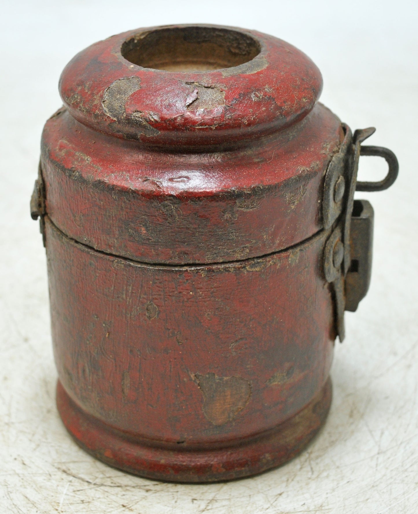Antique Wooden Kum Kum Powder Tika Box Original Old Lacquer Painted