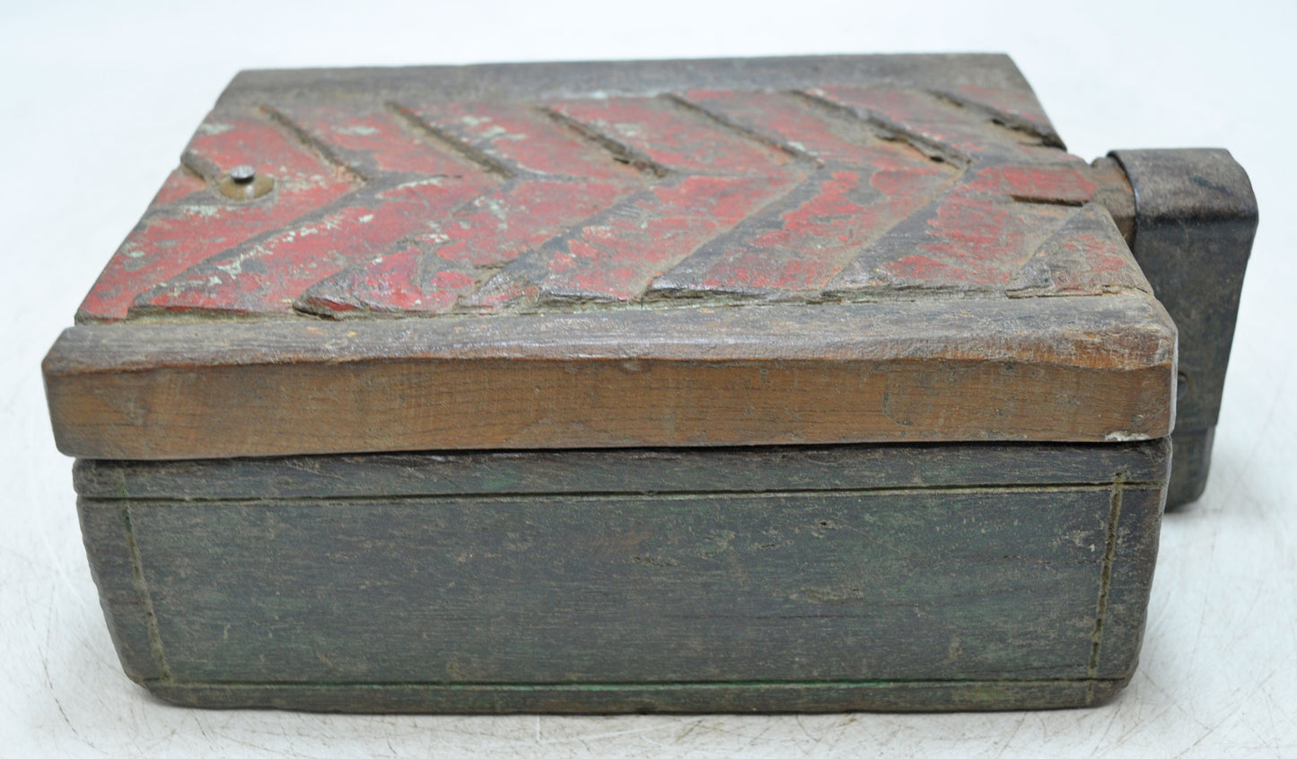 Antique Wooden Kitchenware Spice Box Original Old Hand Carved