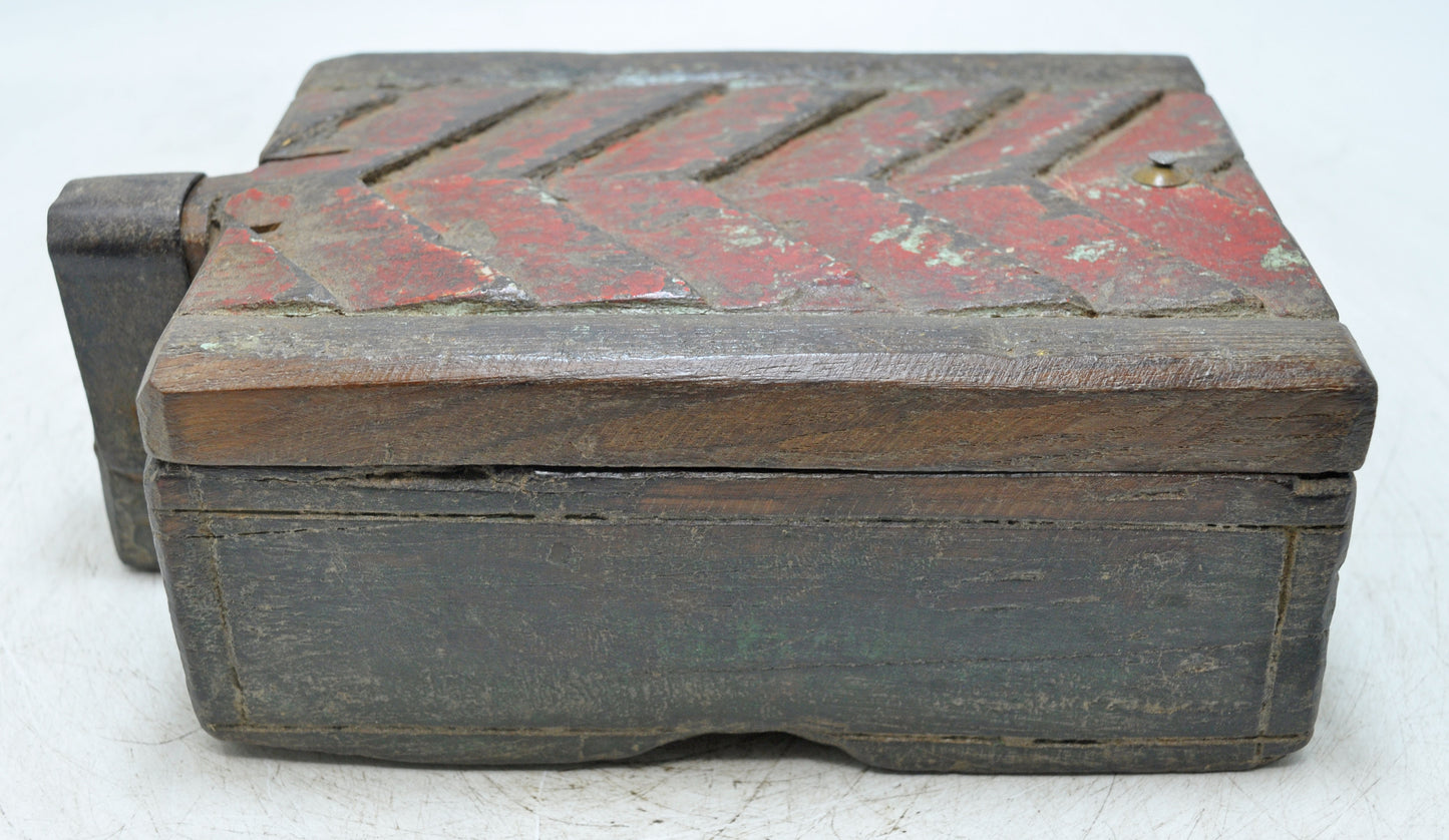 Antique Wooden Kitchenware Spice Box Original Old Hand Carved