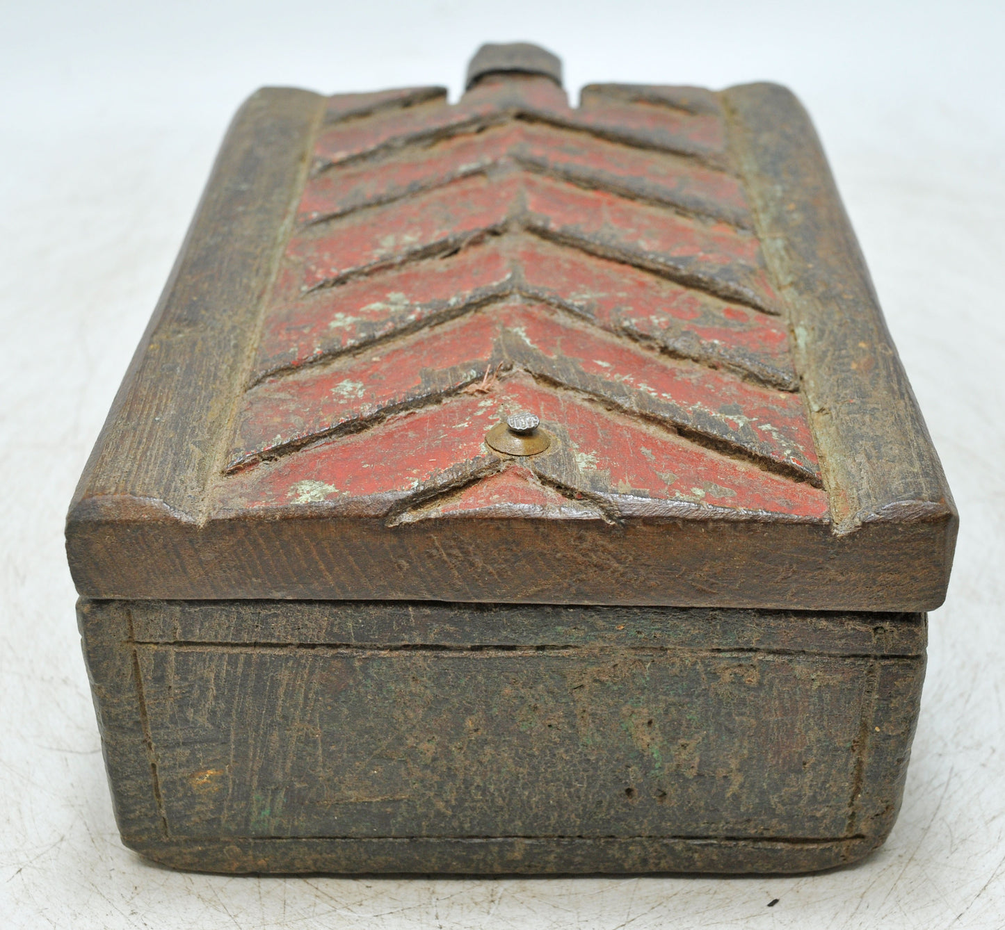 Antique Wooden Kitchenware Spice Box Original Old Hand Carved