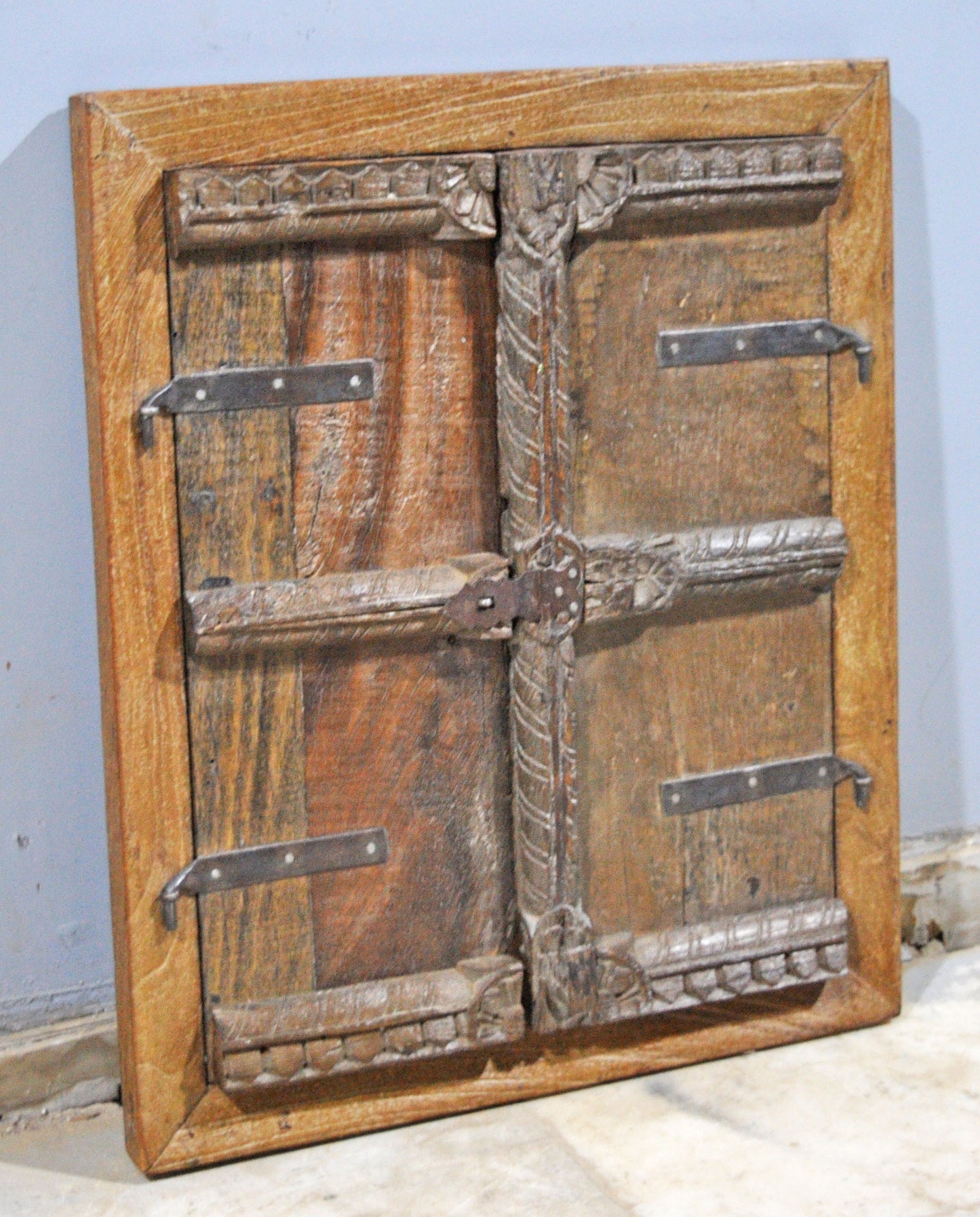 Antique Wooden Wall Décor Window Panel Frame Original Old Hand Carved