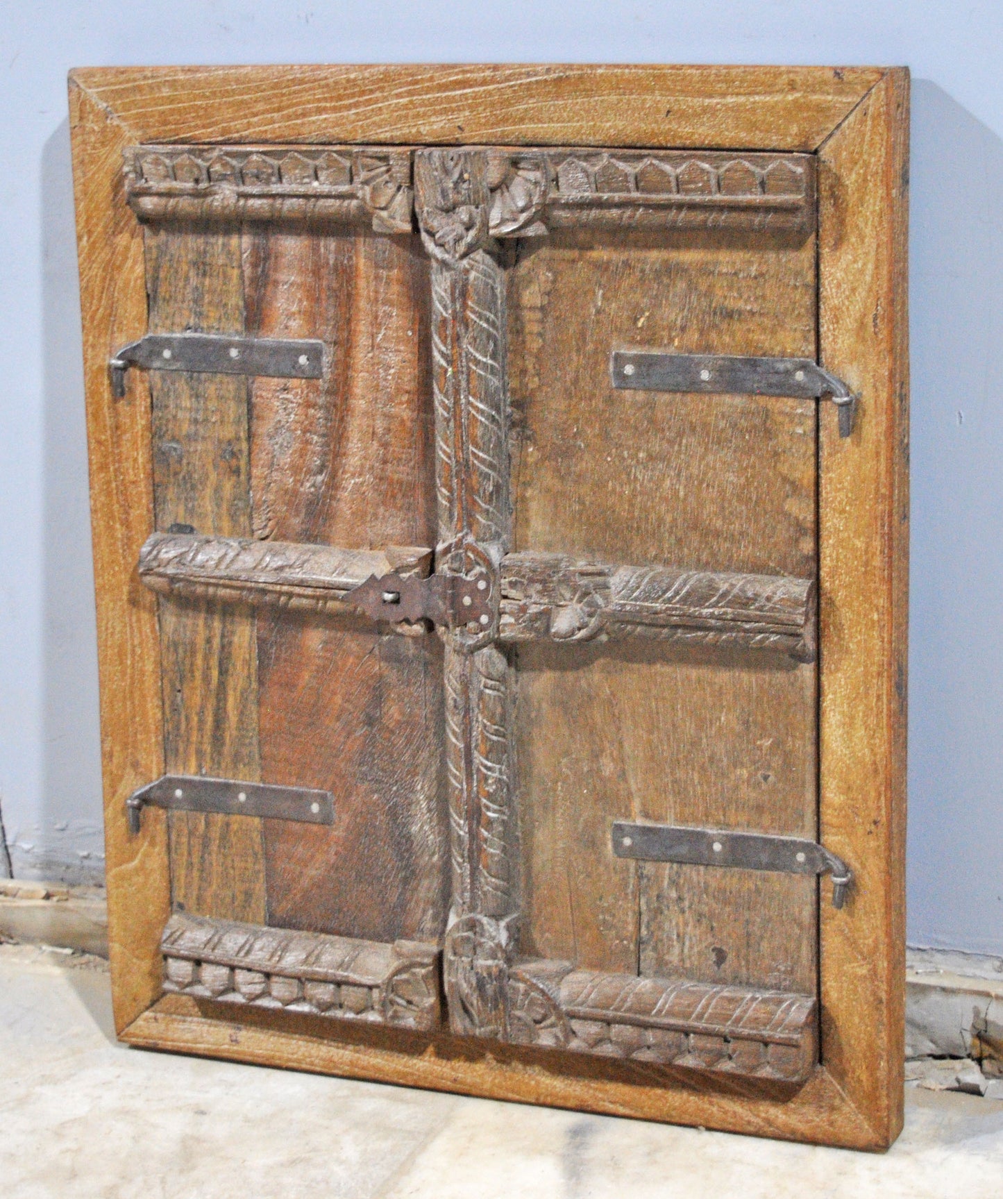 Antique Wooden Wall Décor Window Panel Frame Original Old Hand Carved