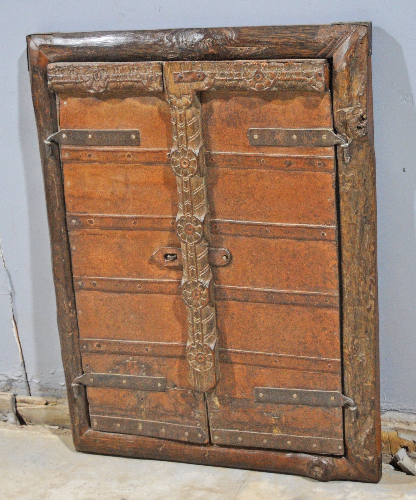Antique Wooden Wall Décor Window Panel Frame Original Old Hand Carved