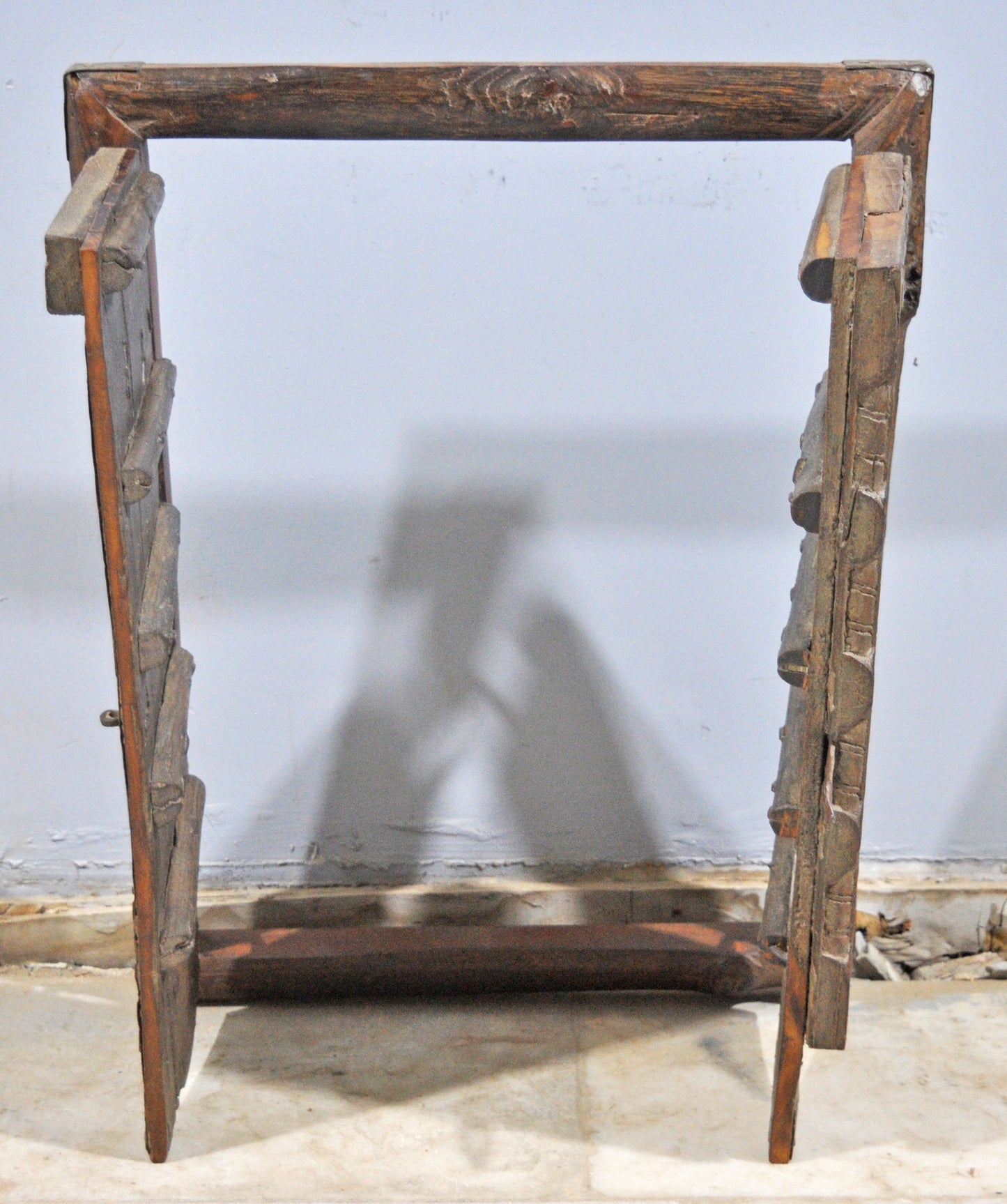 Antique Wooden Wall Décor Window Panel Frame Original Old Hand Carved
