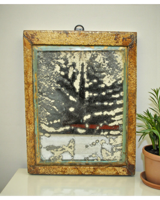 Antique Wooden Wall Décor Mirror Frame Original Old Hand Crafted