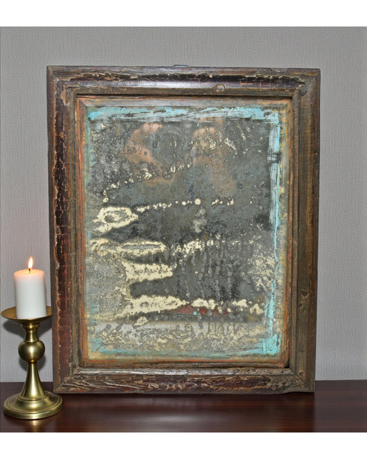 Antique Wooden Wall Décor Mirror Frame Original Old Hand Crafted