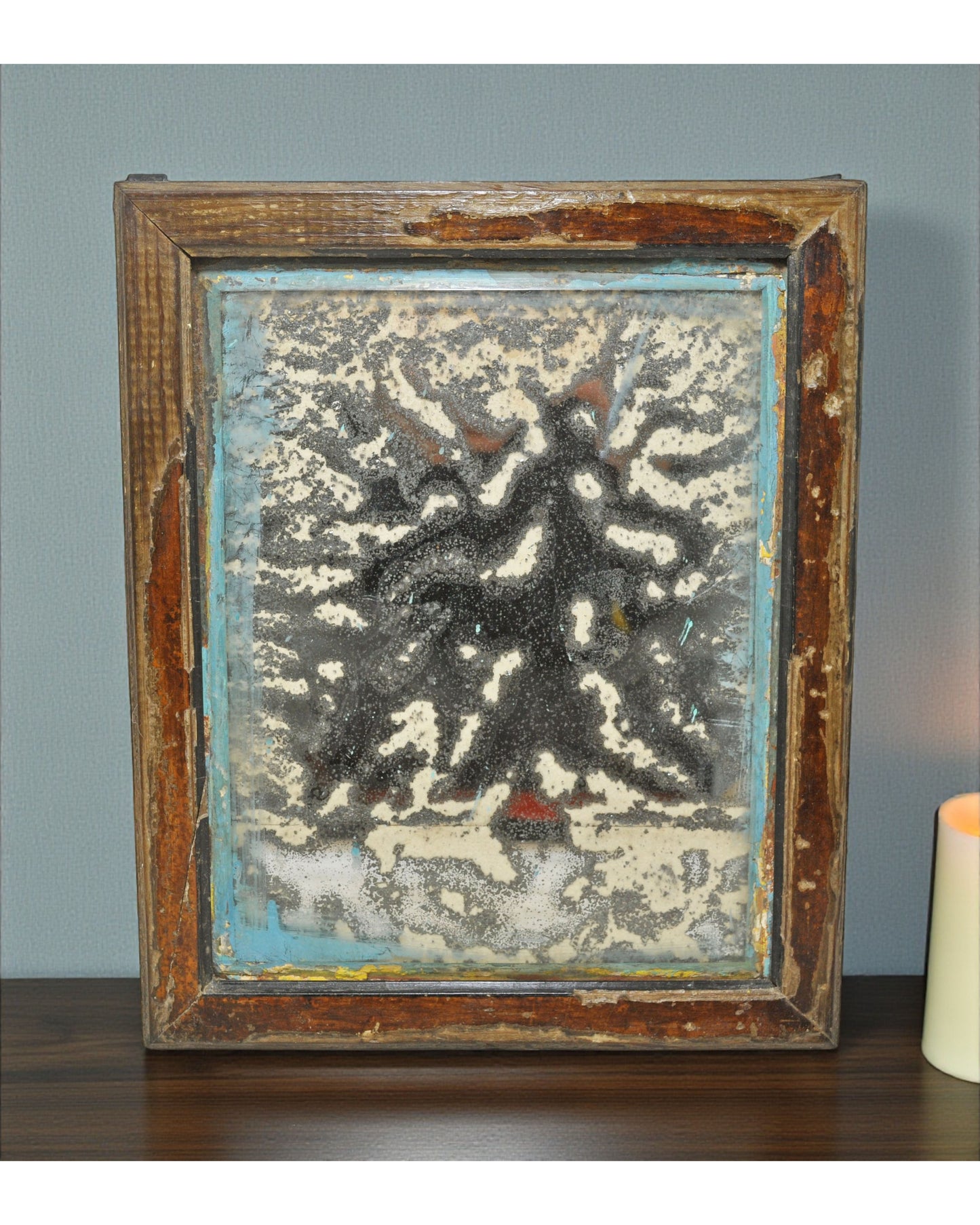 Antique Wooden Wall Décor Mirror Frame Original Old Hand Crafted