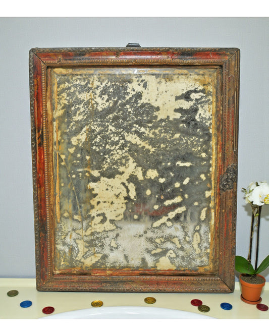 Antique Wooden Wall Décor Mirror Frame Original Old Hand Crafted