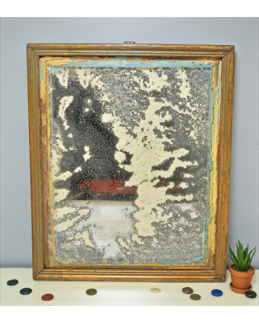 Antique Wooden Wall Décor Mirror Frame Original Old Hand Crafted