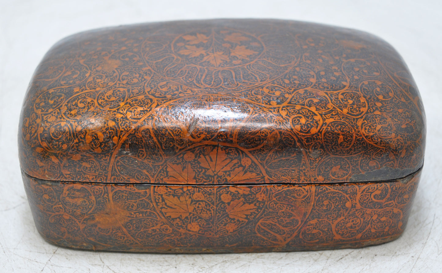 Vintage Paper Mache Small Storage Box Original Old Hand Crafted Fine Painted