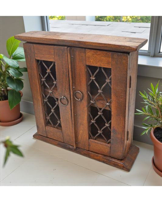 Vintage Wooden Wall Hanging Small Cabinet Original Old Hand Crafted