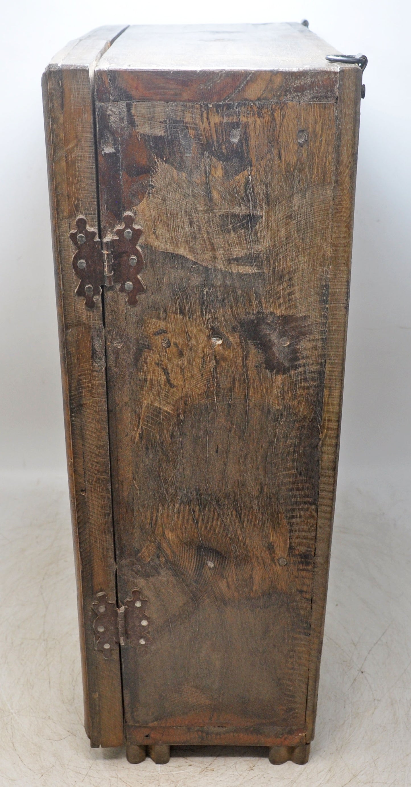 Antique Wooden Mini Cabinet Storage Box Original Old Fine Brass Fitted