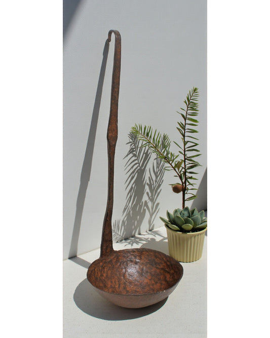 Antique Iron Kitchenware Long Oil Spoon Original Old Hand Crafted