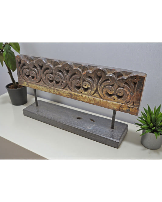 Antique Wooden Floral Carving Panel Plaque Original Old Fine Hand Carved