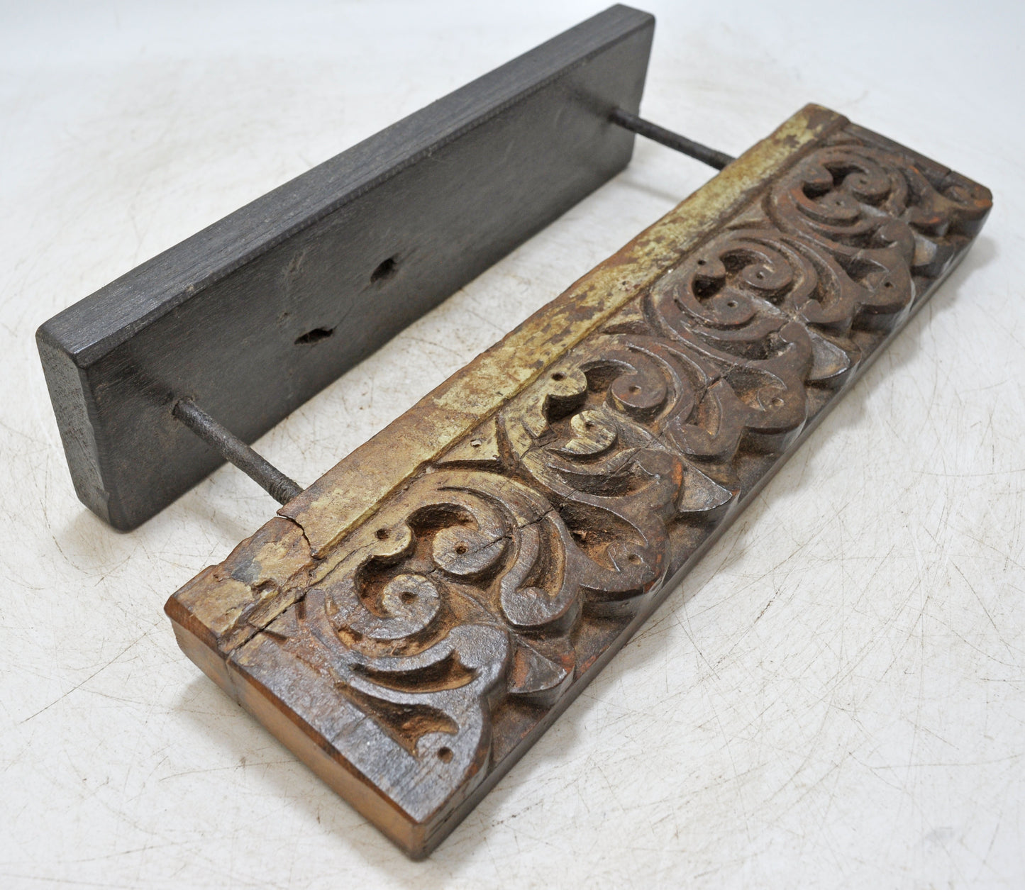 Antique Wooden Floral Carving Panel Plaque Original Old Fine Hand Carved