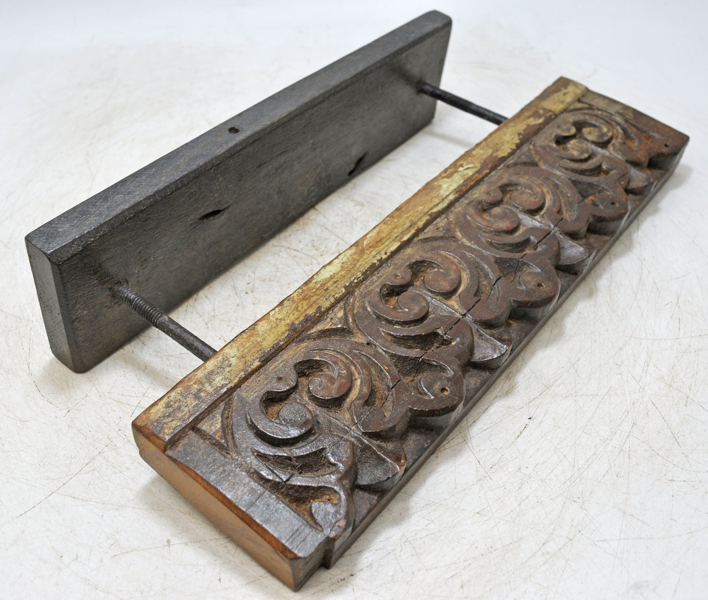 Antique Wooden Floral Carving Panel Plaque Original Old Fine Hand Carved