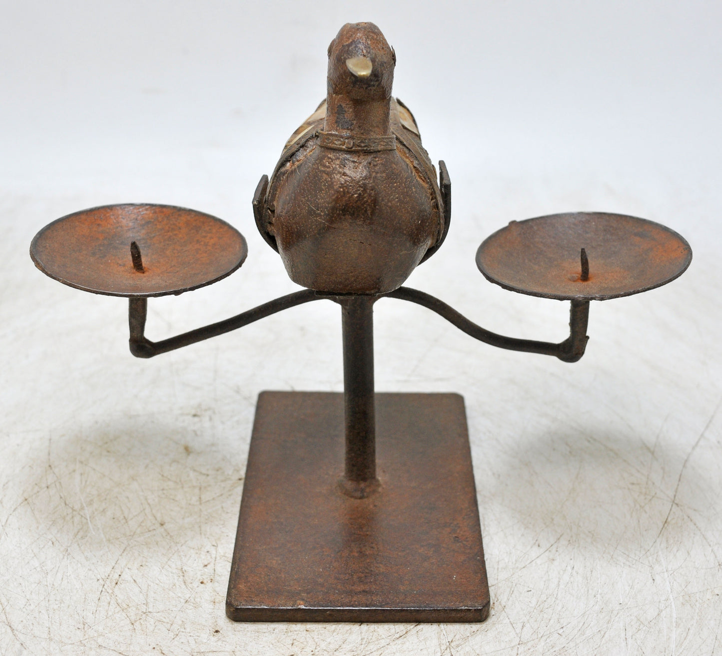 Vintage Wooden Duck Bird Figurine Candle Stand Original Old Hand Carved