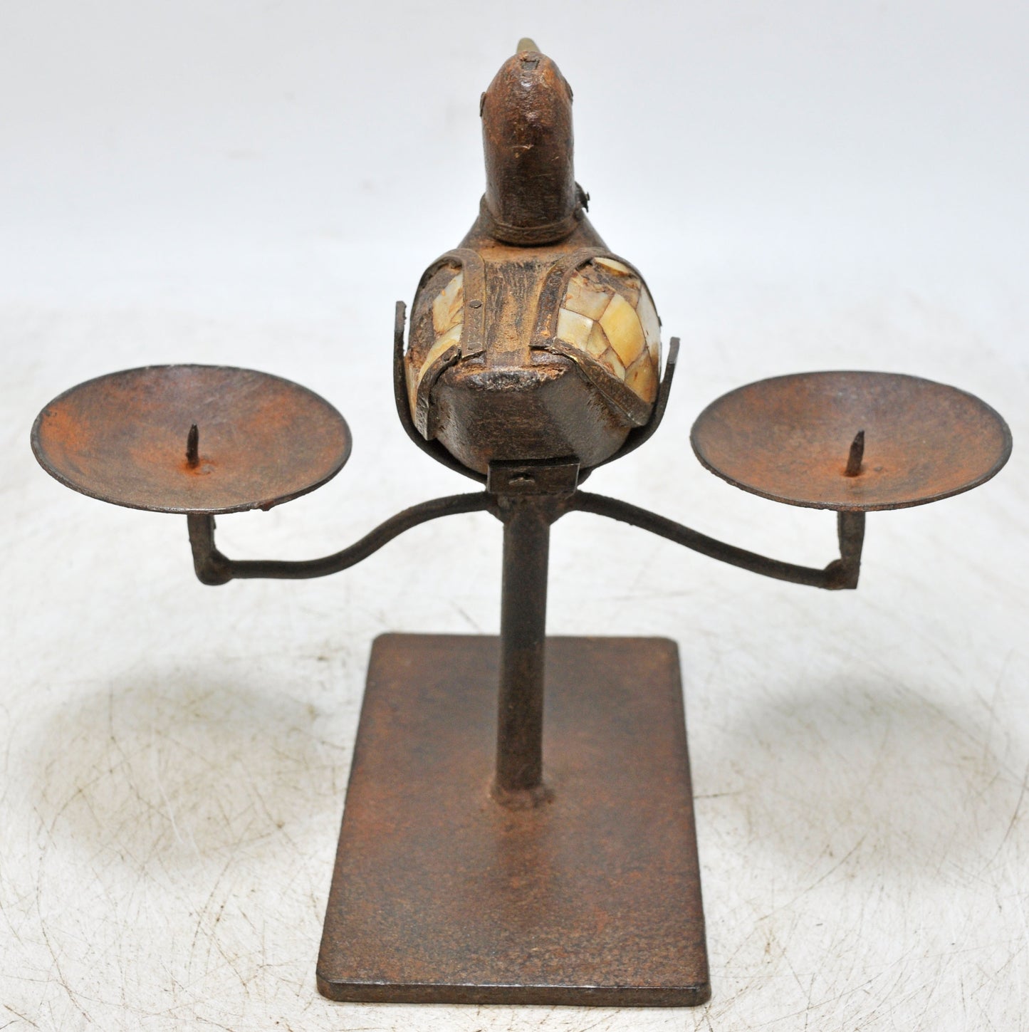 Vintage Wooden Duck Bird Figurine Candle Stand Original Old Hand Carved