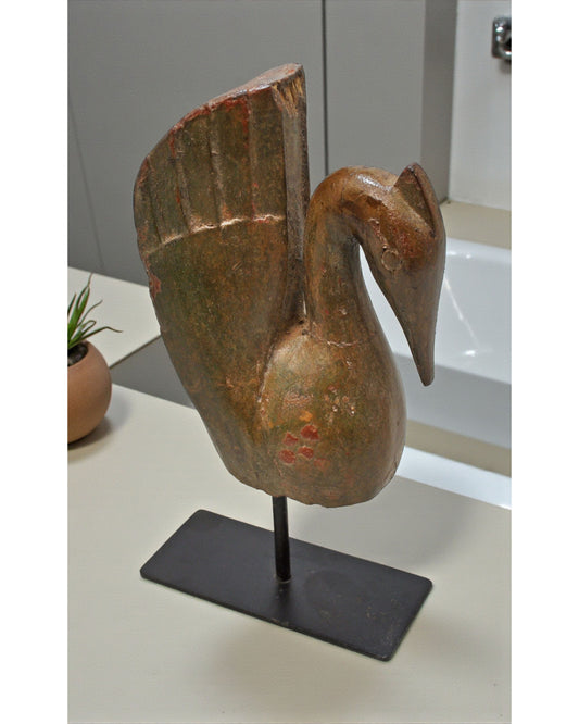 Vintage Wooden Duck Bird Figurine Original Old Hand Carved