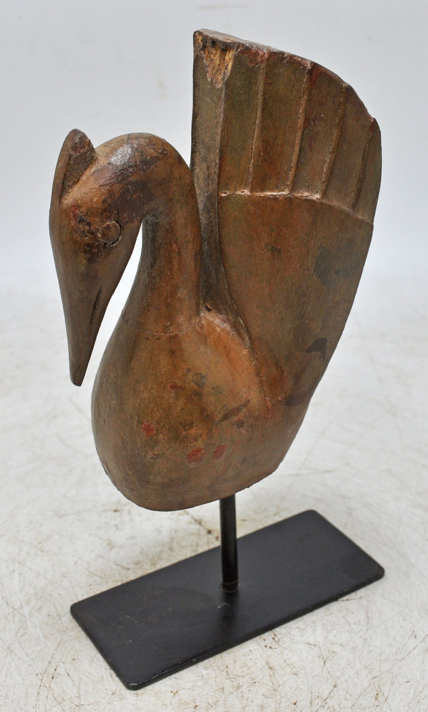 Vintage Wooden Duck Bird Figurine Original Old Hand Carved