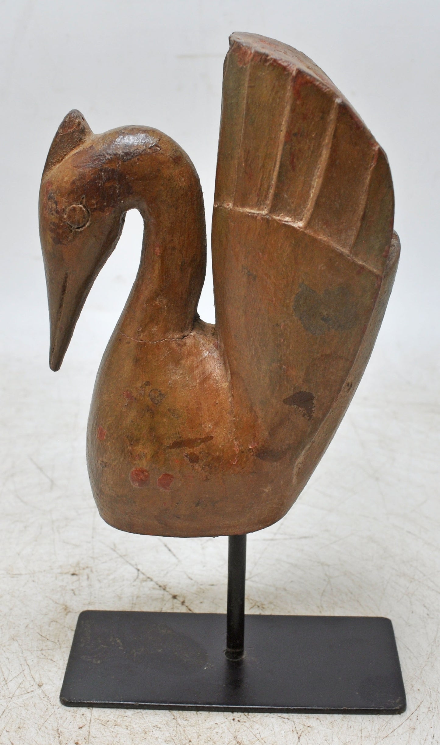 Vintage Wooden Duck Bird Figurine Original Old Hand Carved