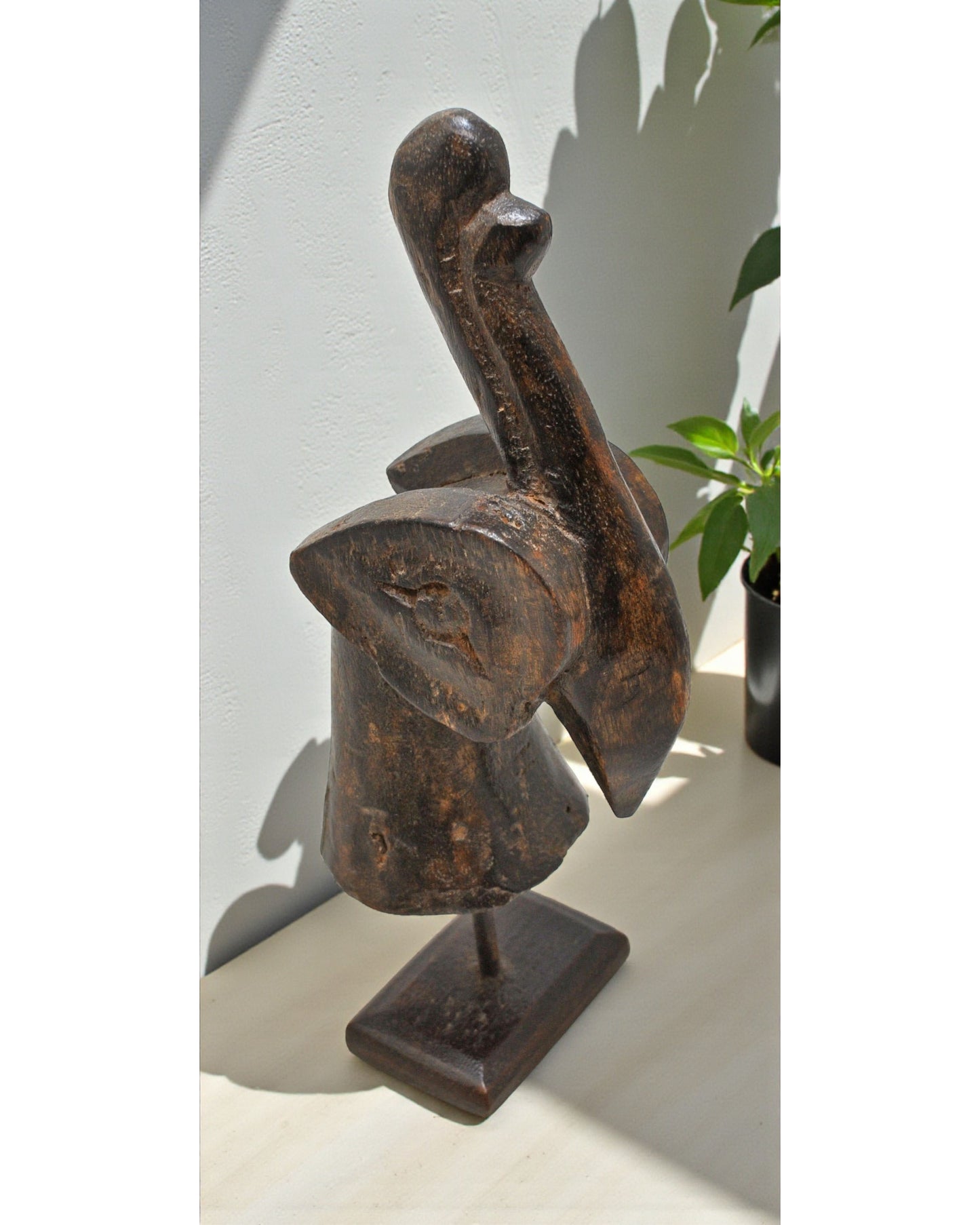 Antique Wooden Parrot Head Figurine Original Old Hand Carved