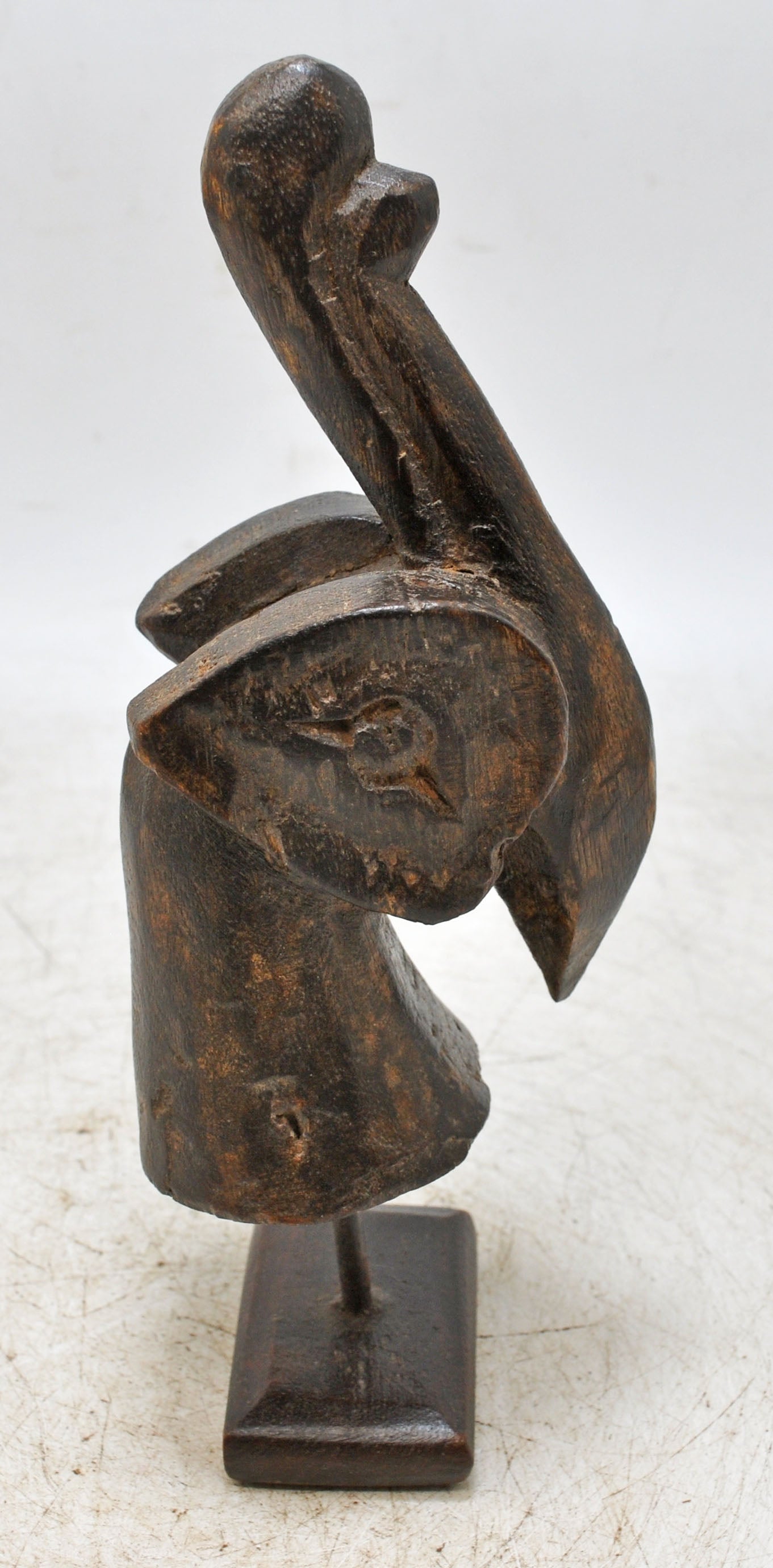 Antique Wooden Parrot Head Figurine Original Old Hand Carved