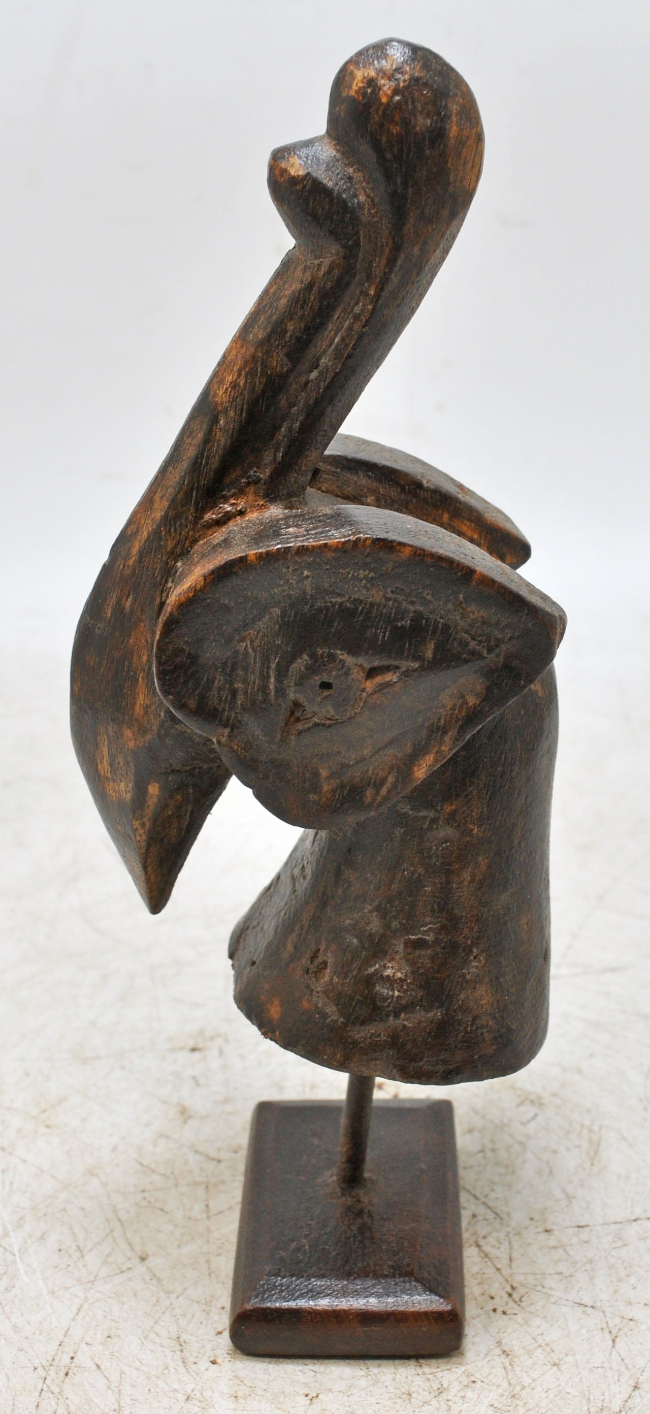 Antique Wooden Parrot Head Figurine Original Old Hand Carved