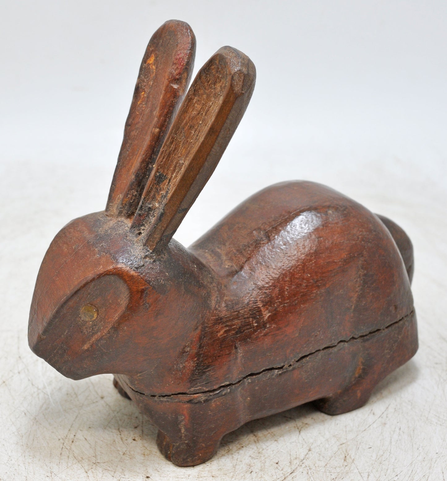 Vintage Wooden Rabbit Figurine Original Old Hand Carved