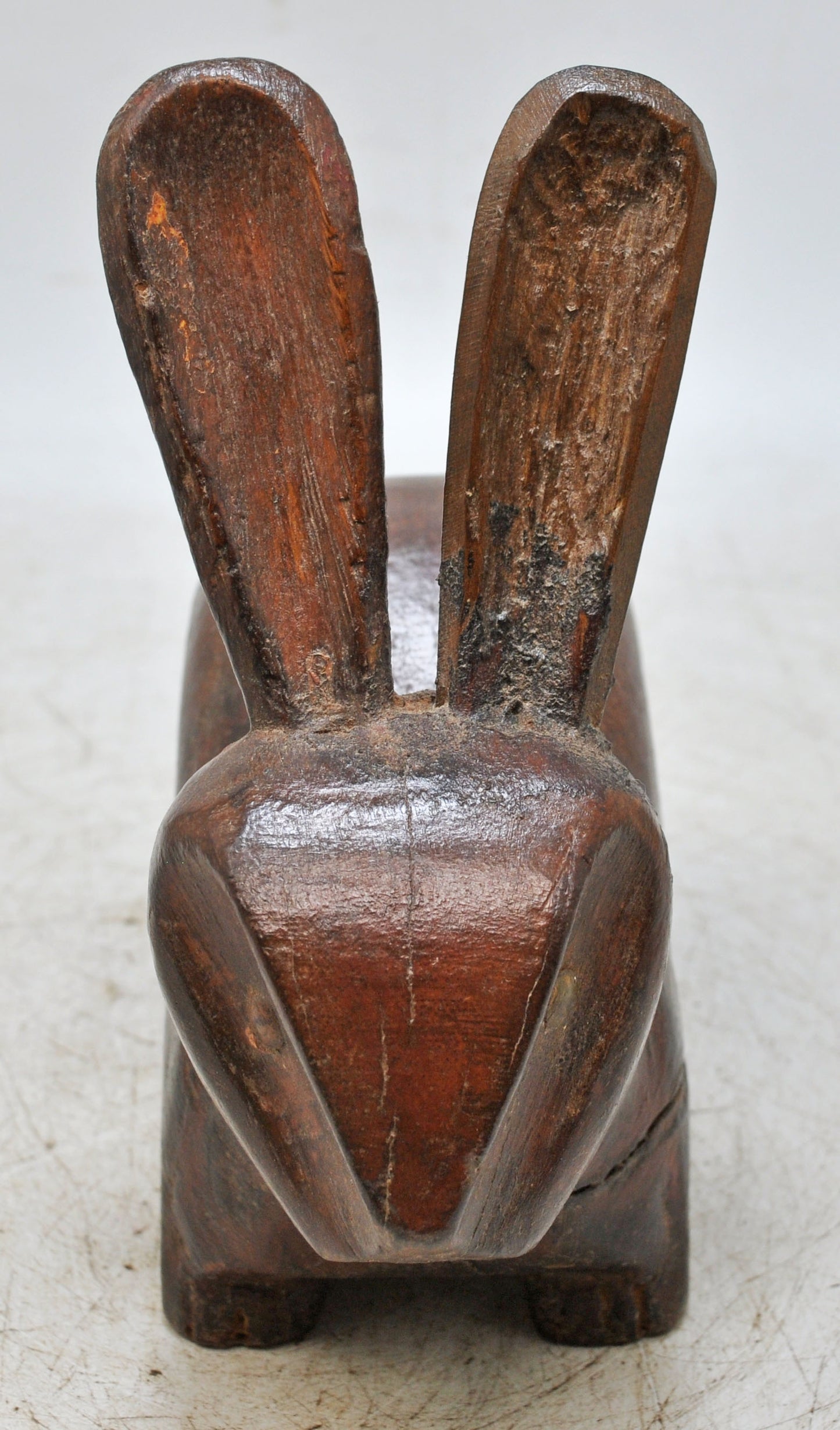 Vintage Wooden Rabbit Figurine Original Old Hand Carved
