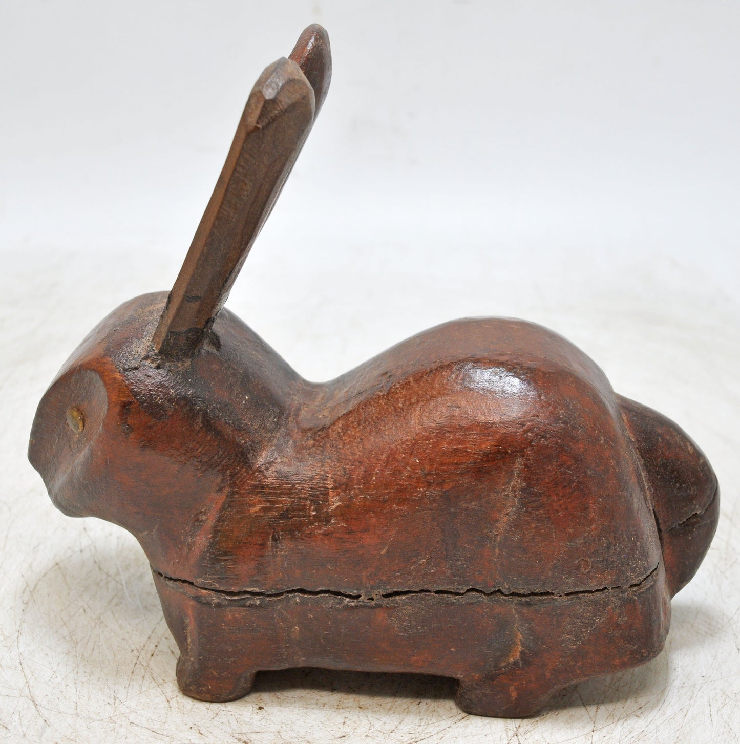 Vintage Wooden Rabbit Figurine Original Old Hand Carved