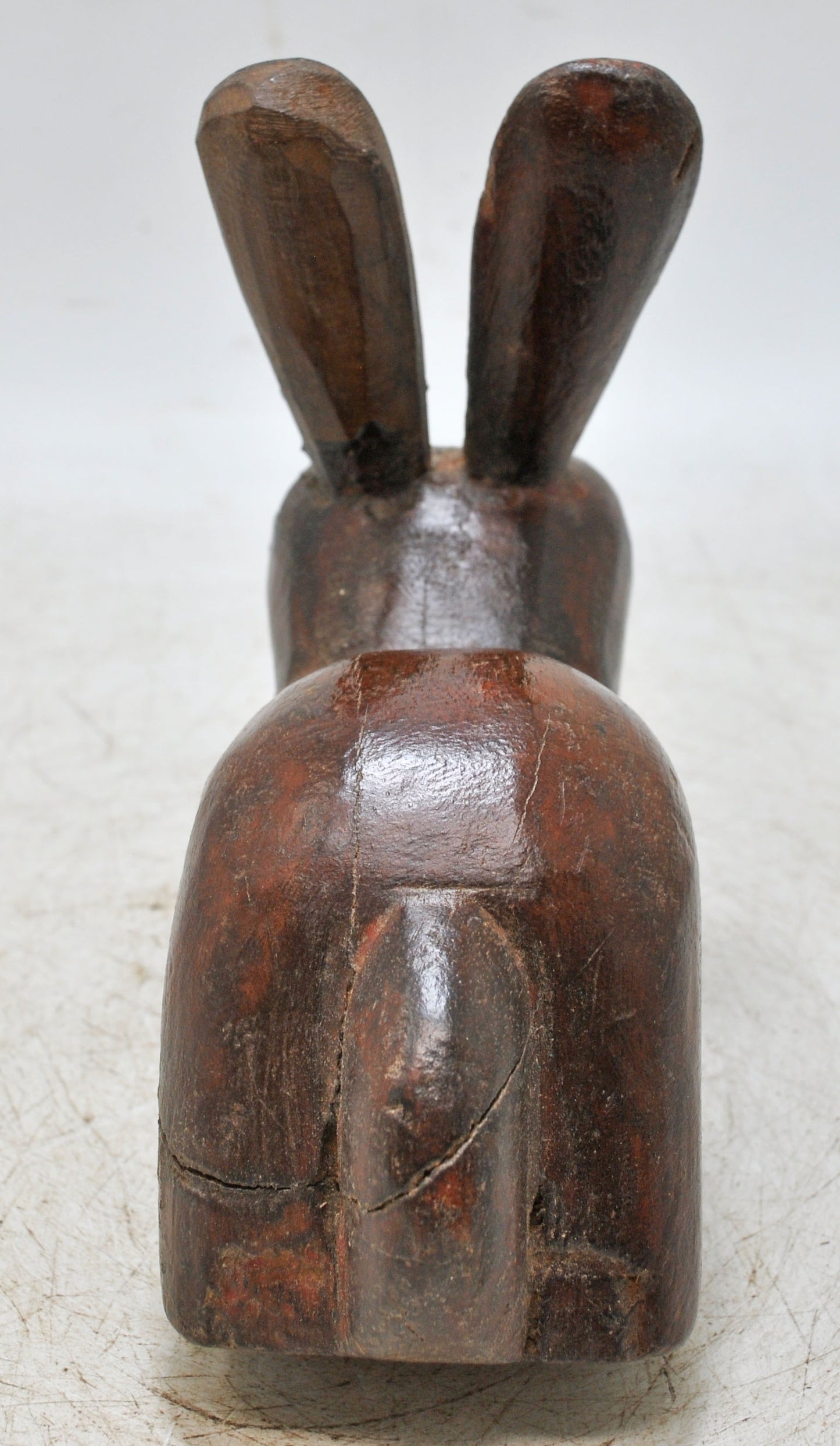 Vintage Wooden Rabbit Figurine Original Old Hand Carved