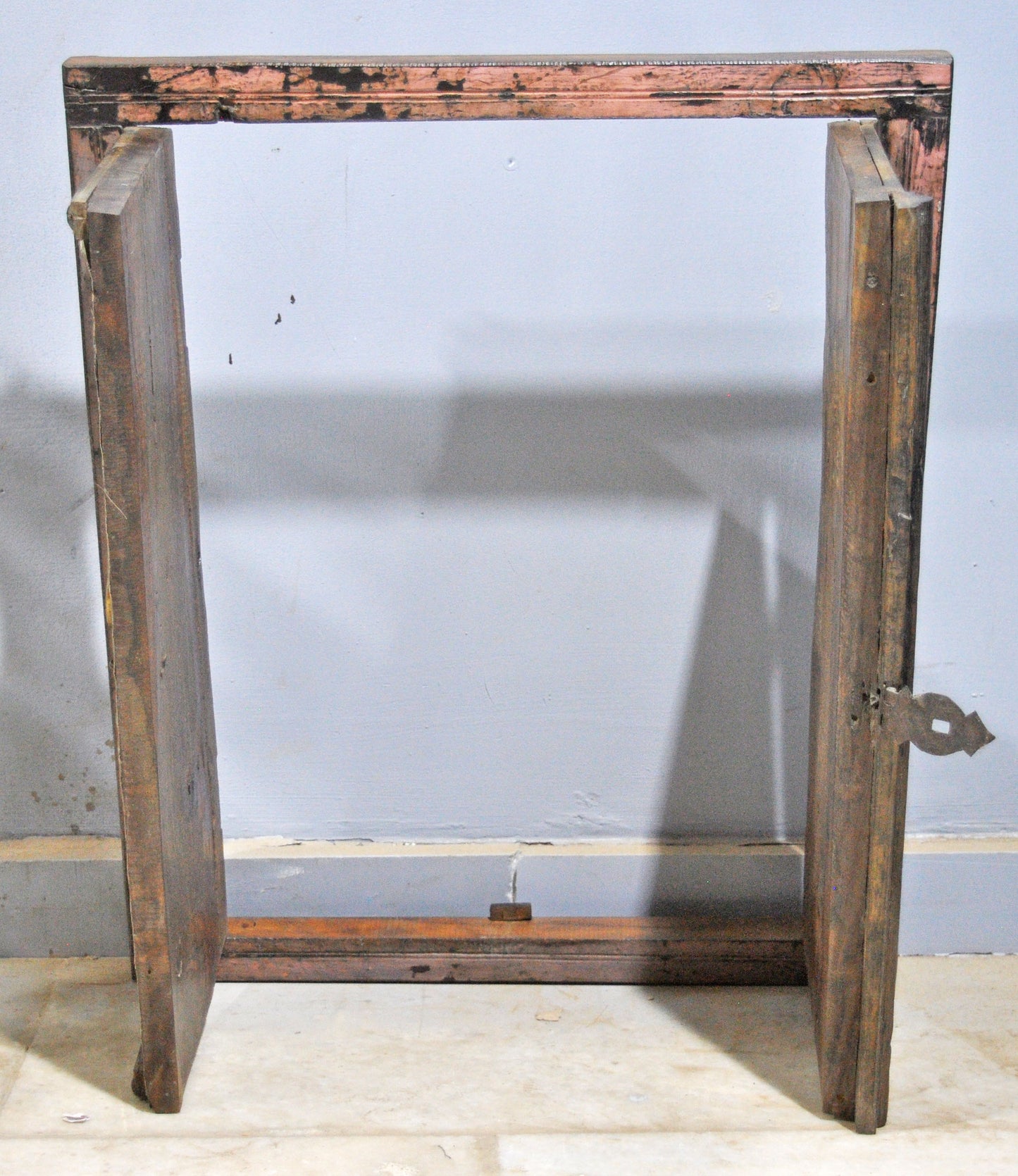 Antique Wooden Wall Décor Window Panels Frame Original Old Brass Fitted
