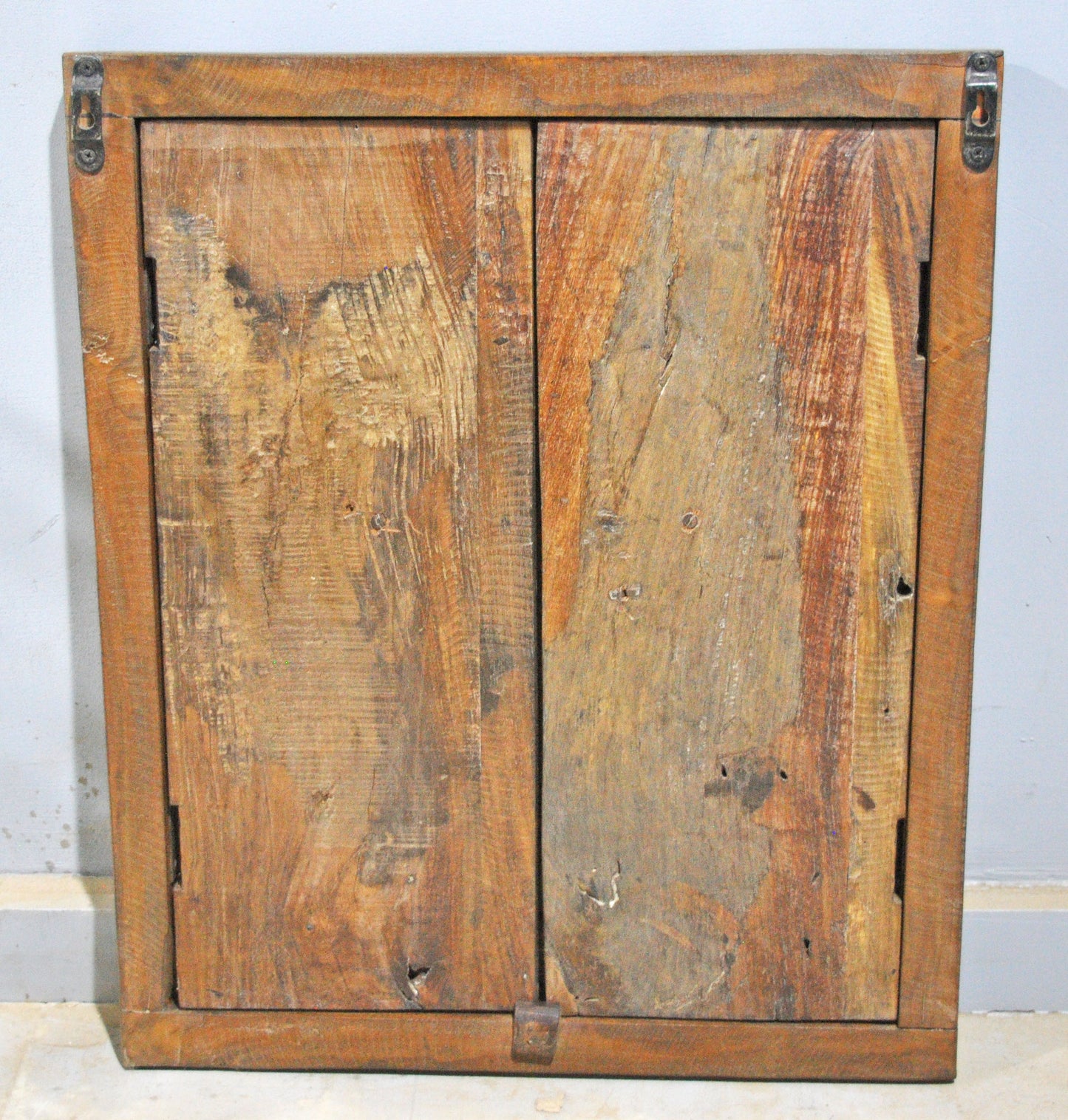 Antique Wooden Wall Décor Window Panels Frame Original Old Brass Fitted